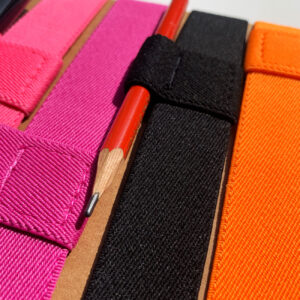 Stiftehalter, Schwartz, Weiss, Gummiband, Schlaufe für Stift