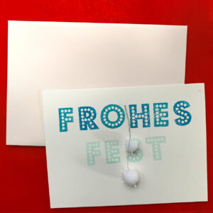 Frohes Fest,3, Klappkarte mit 2 Bommeln, mit Kuvert, festlich,