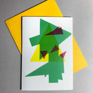 Klappkarte grafischer Baum, gelbes Kuvert, individuell