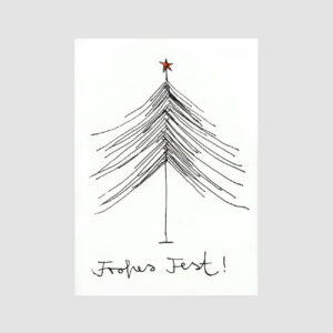 Postkarte, Frohes Fest, Weihnachstbaumzeichnung, Senor Burns, Neon,