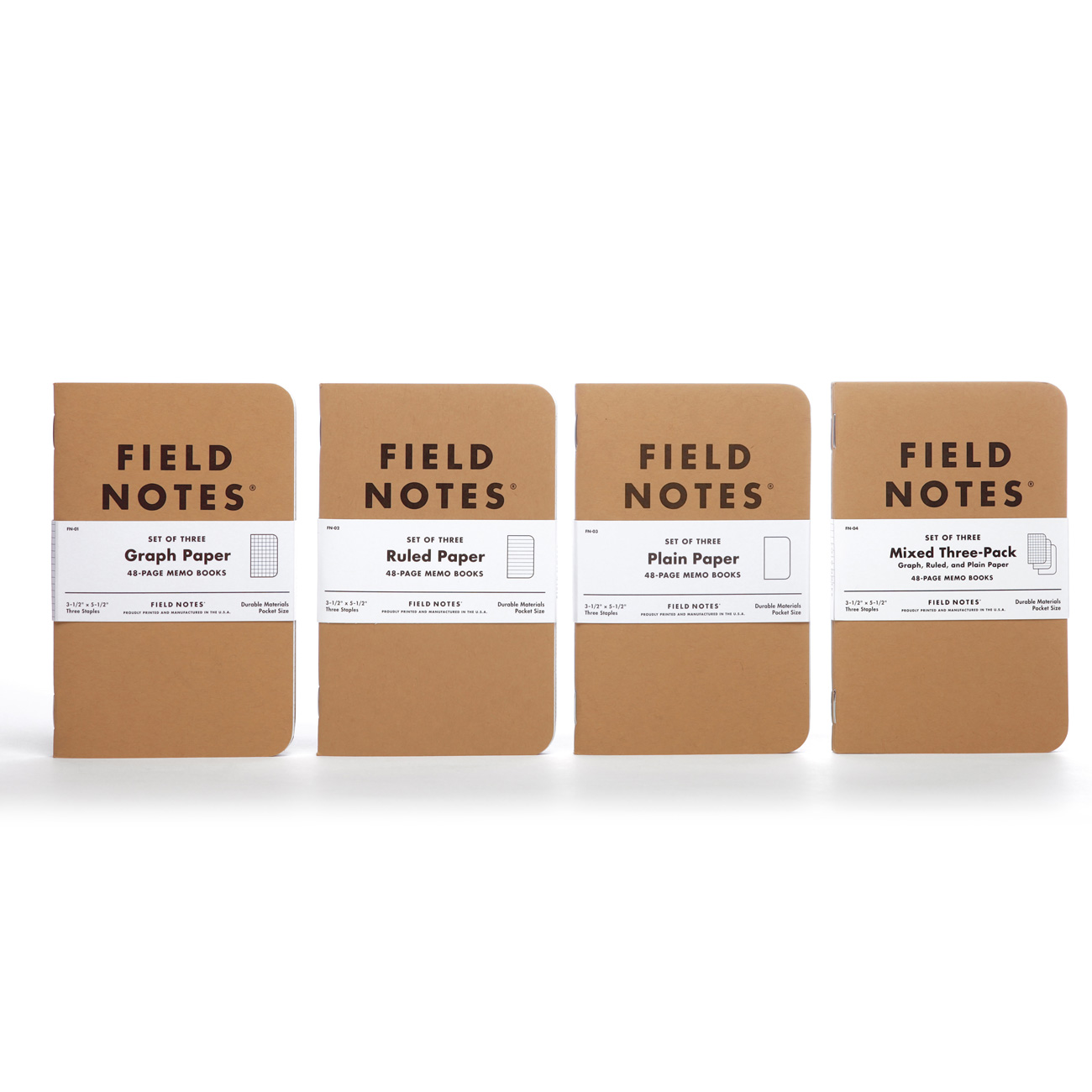 Field Notes, Klassiker, 4 Sorten Notizhefte, im 3er-Set,
