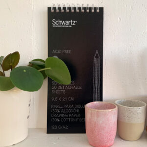 Reporterblock, schmal, 9,5 x 21 cm, schwarz