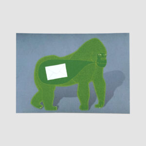 Postkarte, Orang Utan bringt Brief, illustriert, DinA6