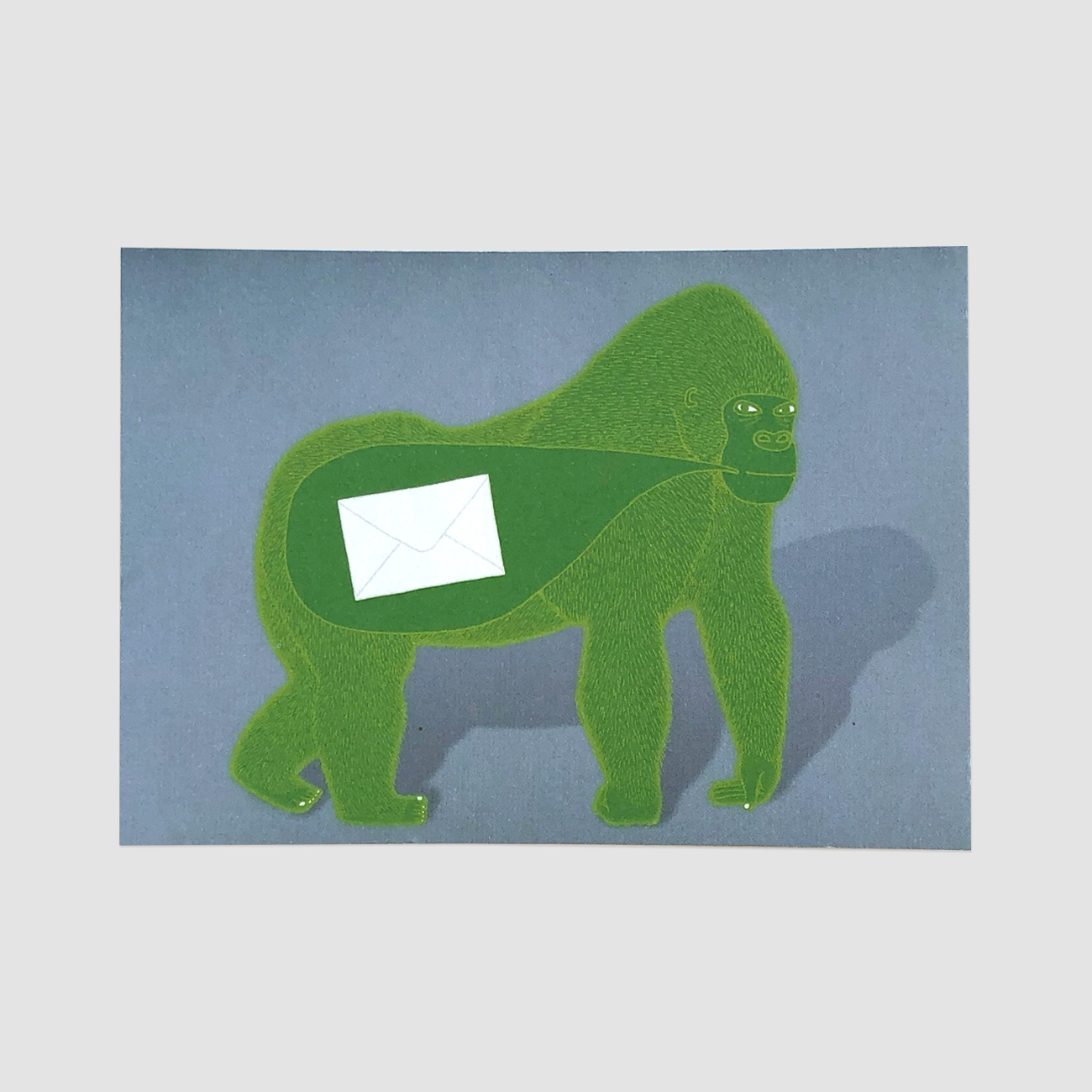 Postkarte, Orang Utan bringt Brief, illustriert, DinA6