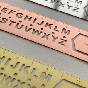 Aluminium Lesezeichen, Schriftschablone, Detailansicht,