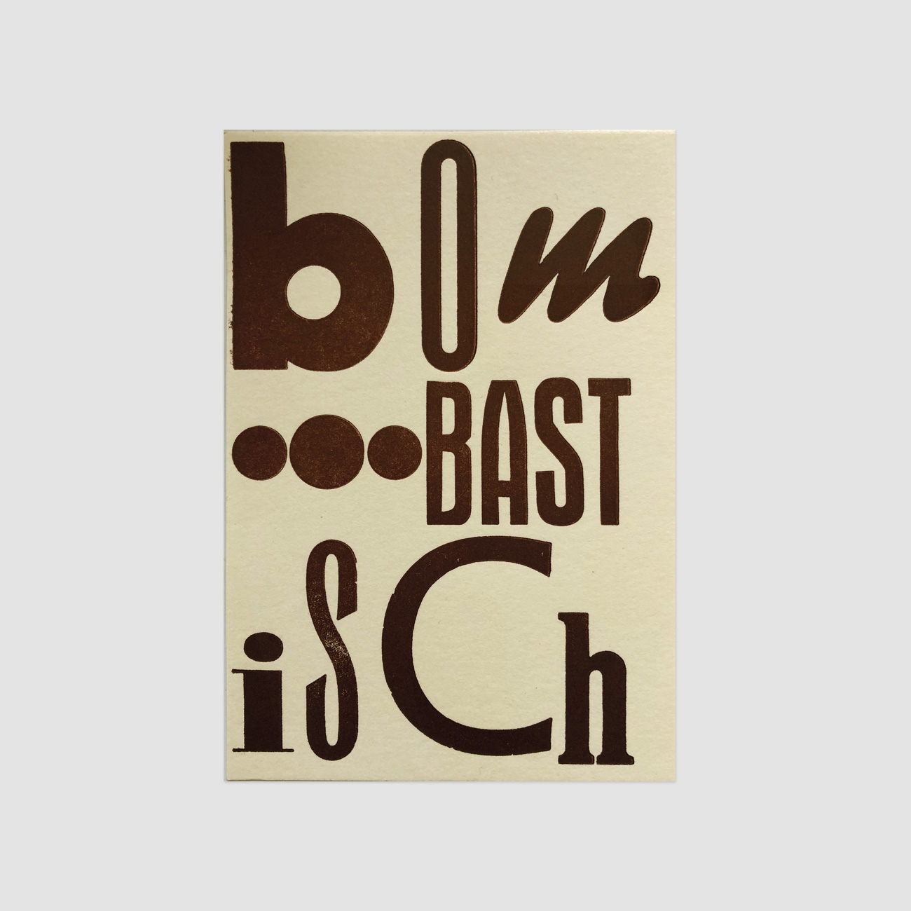 Postkarte, Buchdruck, bombastisch, Lettern,
