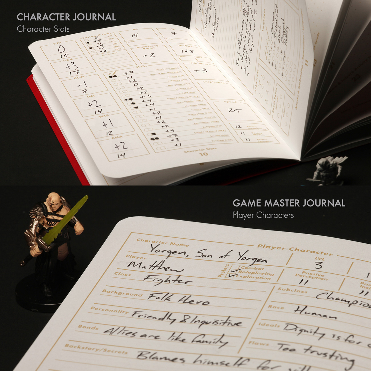 Field Notes Details, Character und Game Master Journals