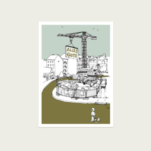 UMWERK - Postkarte ALLES GUTE, gezeichnet, illustriert, coloriert,