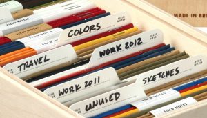 Archivbox, in Gebrauch, Notizheft Aufbewahrung,