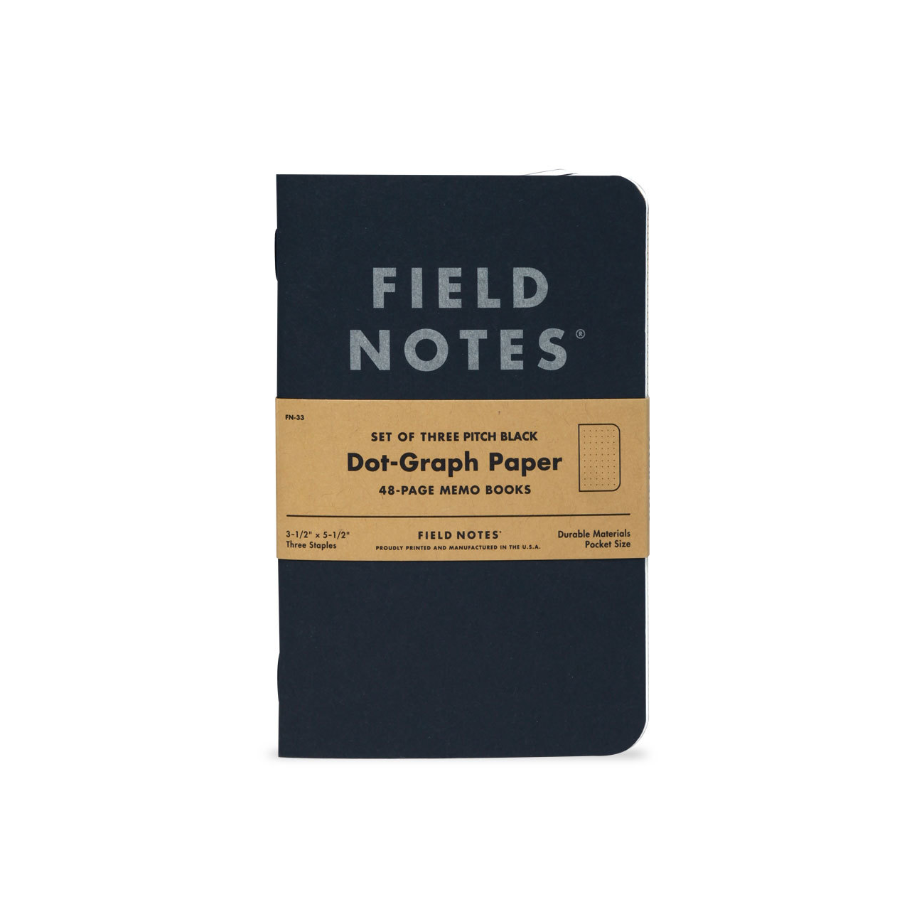 Field Notes, Pitch Black, set of three, Notizhefte, USA,
